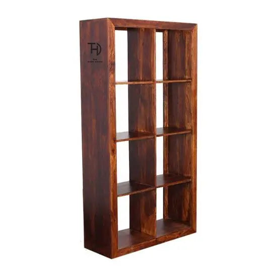 Sheesham Wood Eight Shelf Alpha Design Bookcase Honey.
