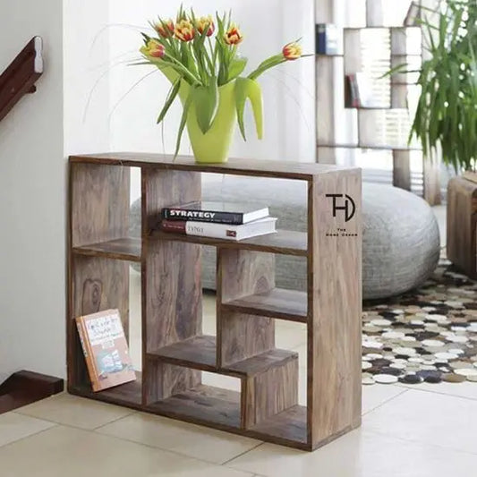 Open Shelf Slumppy Room Seperator Made in Solid Sheesham Wood.