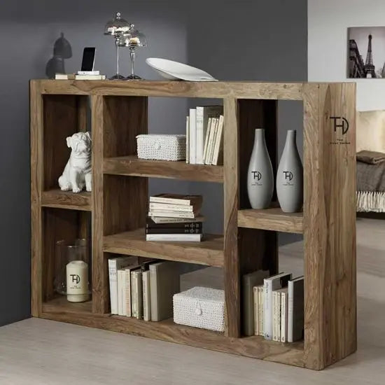 Open Shelf Wallie Display cum Room Separator Made in Solid Sheesham Wood. This Bookcase Used for Keeps Books and Decorative Items.