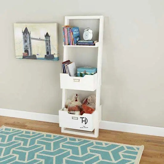 Three Pocket Shelf White Wizard Kidora Bookacse Made in Solid Mango Wood.