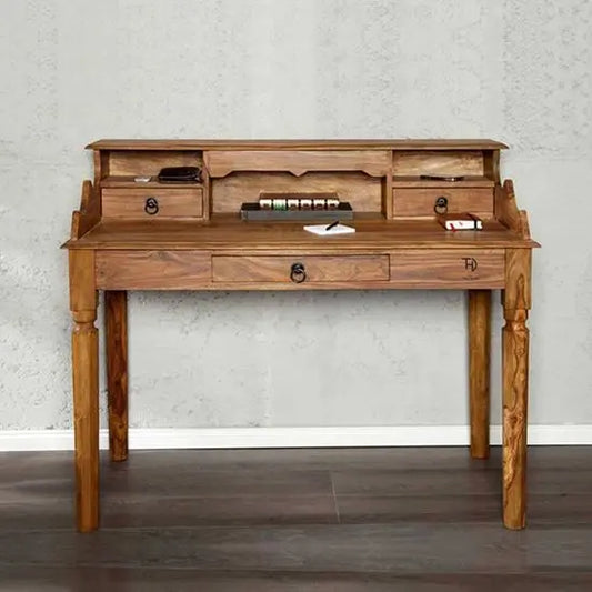 Wooden Three Drawer and Three Open Shelf Kristina Study Desk.