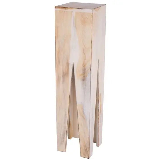 Solid sheesham wood designer 'V' shaped rustic white end table.