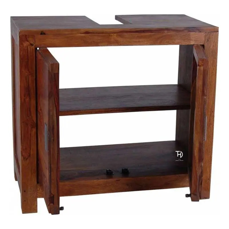 Solid sheesham wood Two doors bt washbasin cabinet.