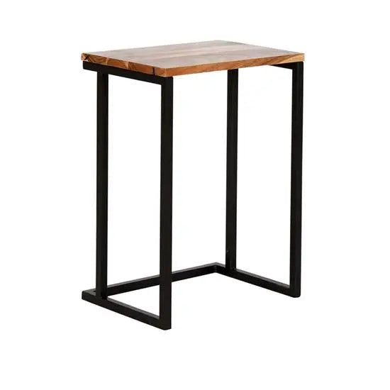 Solid Mango Wood and Metal Frame Leo Nesting Stool Set 2 Pcs.