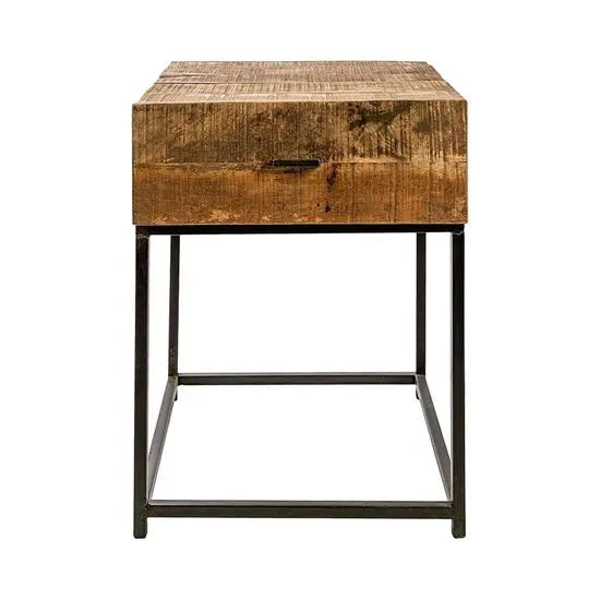 Solid Mango Wood and Metal Frame Distress Design Empire End Table.