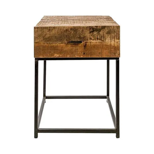 Solid Mango Wood and Metal Frame Distress Design Empire End Table.