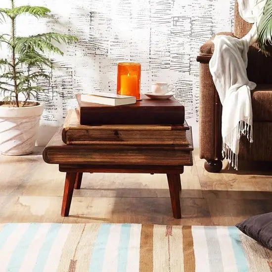 Solid Wood Book Design Sayugmee End Table.