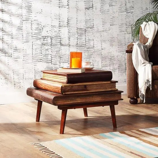 Book Design Sayugmee End Table Made in Solid Sheesham Wood.