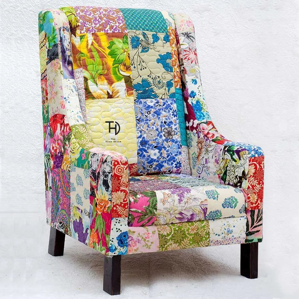 Wooden Multicolor Patchwork Krishna Kidz Sofa.