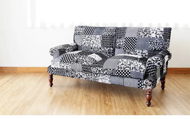Wooden Pattern Black Sparrow Sofa two seater.