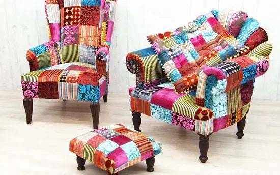 Brasso velvet patcwork sofa.