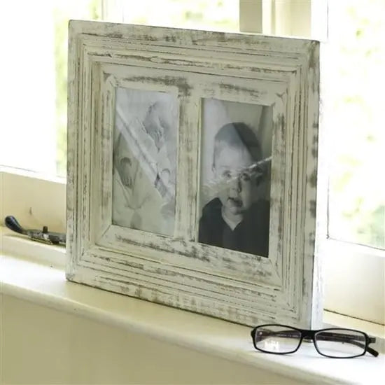 white rustic photo frame