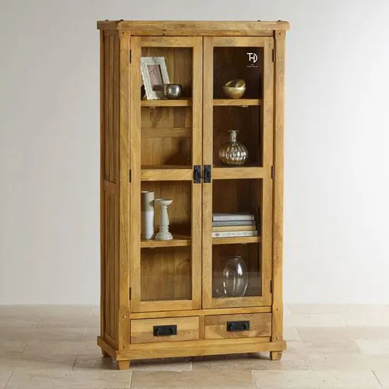 Solid Wood Two Door Two Drawer Devi Crockery Almira. This Almirah Used Keeps Crockery Item.