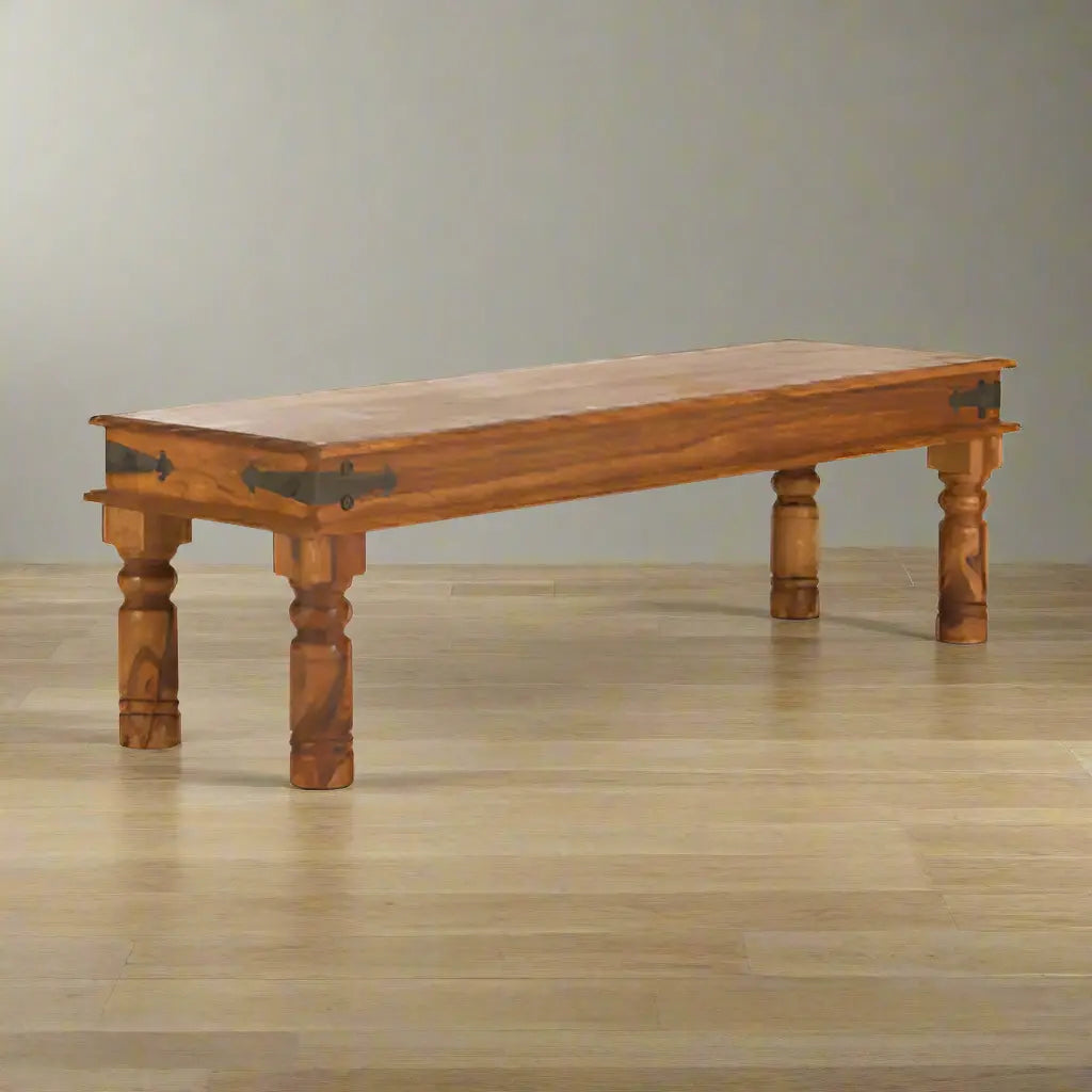 Thakat design dining bench in solid wood. Traditional dining bench.