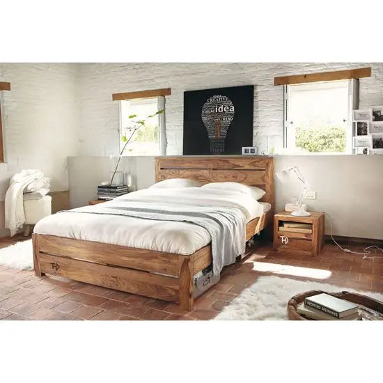 Solid Sheesham Wood Harry king Bed With mattress Size 6.5 by 6 Feet.