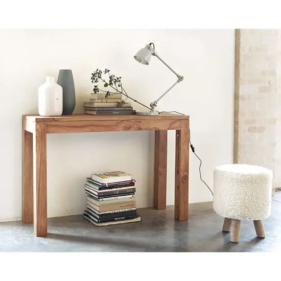 A wooden console table.