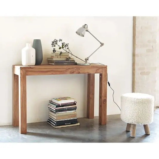 A wooden console table.