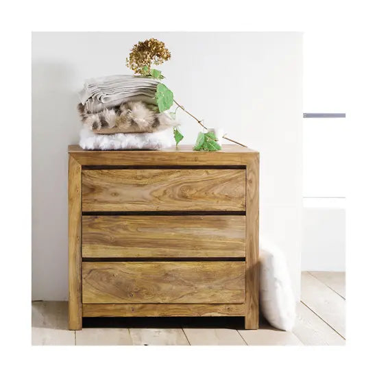 Harry 3 Drawer Chest Made in Solid Sheesham Wood.