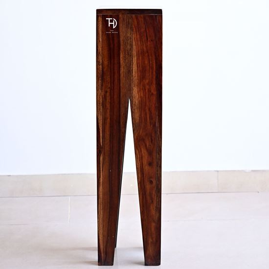 V Cut Designer End Table Natural