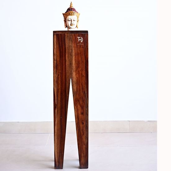 V Cut Designer End Table Natural