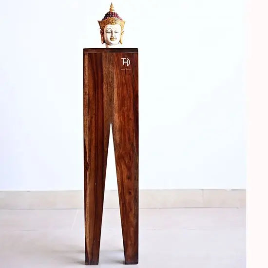 Solid Wood V Cut Designer End Table Natural.