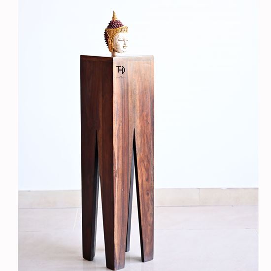 V Cut Designer End Table Natural