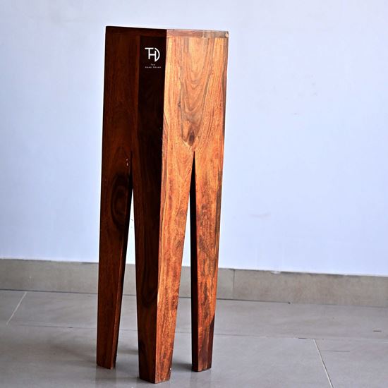 V Cut Designer End Table Honey