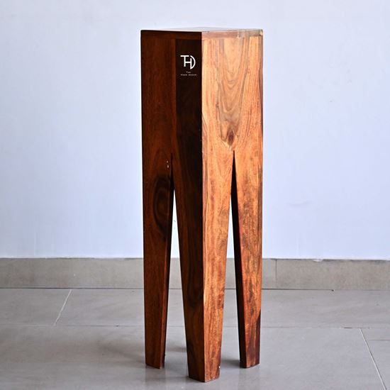 V Cut Designer End Table Honey