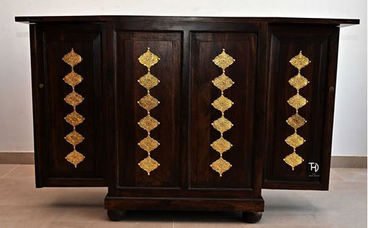 Vintage Brass Bar Cabinet - The Home Dekor