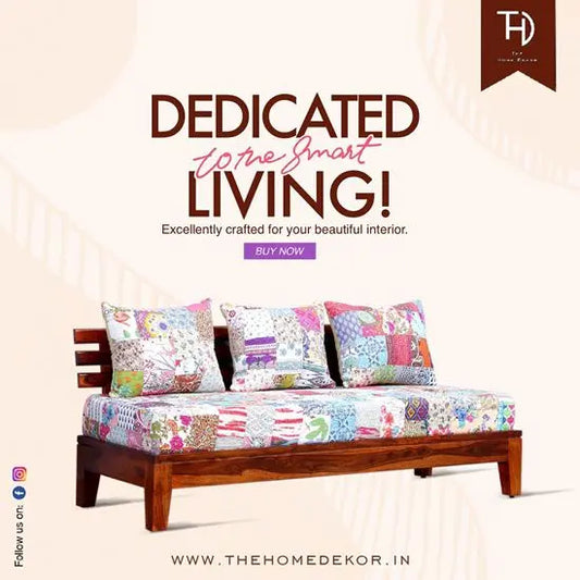 Patchwork Apropos Sofa 3 Seater Made in Sheesham Wood. Strong wooden sofa.