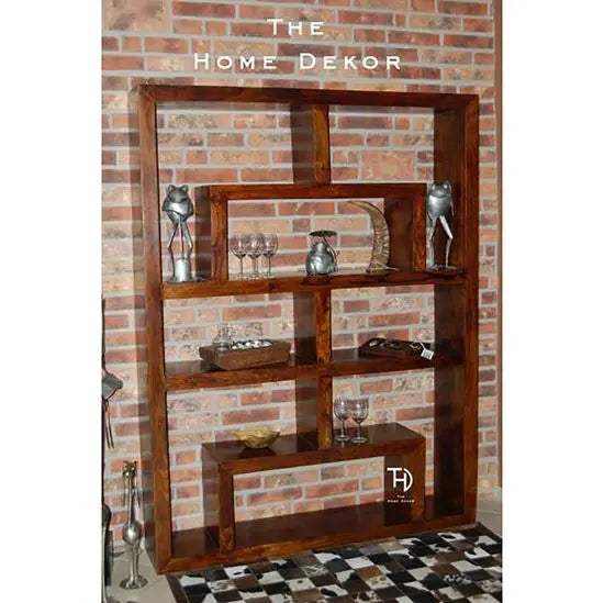 Open Shelf Dune Display Bookshelf cum Room Separator Made in Solid Sheesham Wood.