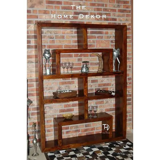 Open Shelf Dune Display Bookshelf cum Room Separator Made in Solid Sheesham Wood.