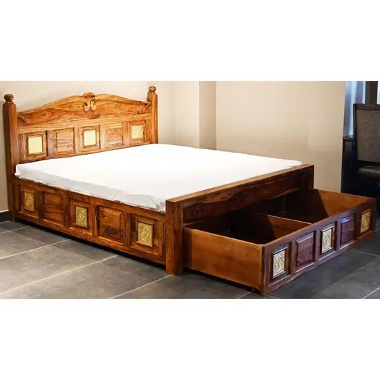 Bed with drawer and storage