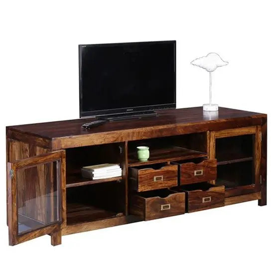 Glass door tv cabinet