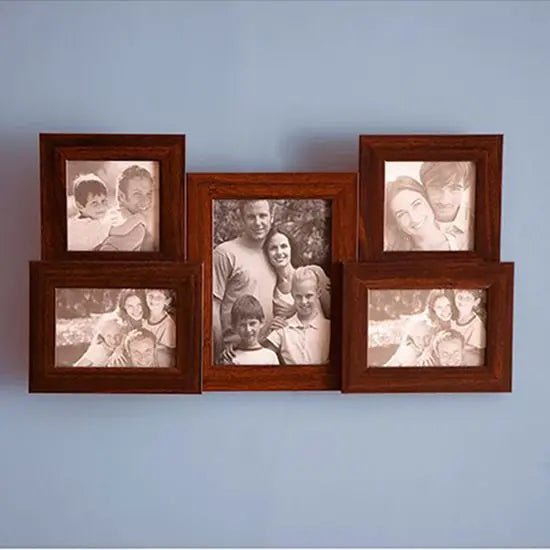 Five Window Family Photo Frame Made in Solid Sheesham Wood and Glass.