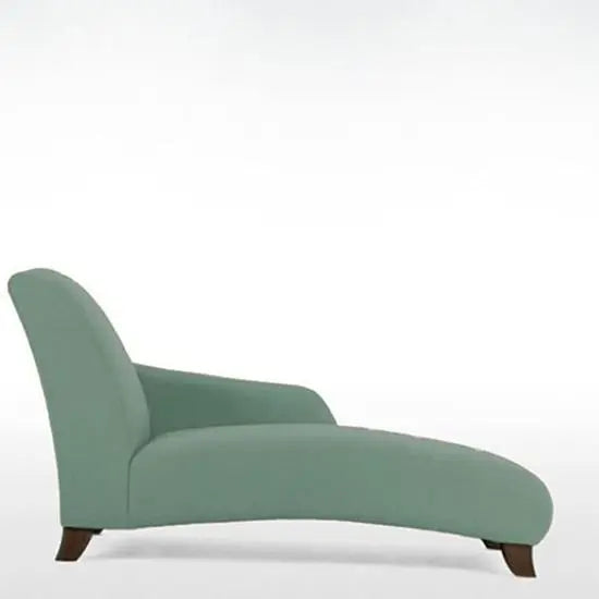 A green Erica Lounger made with a sturdy Sheesham wood frame and covered in olive green fabric.
