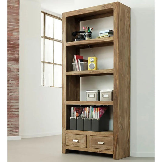Two Door Open Shelf Harry Bookcase Made in Solid Bookcase.