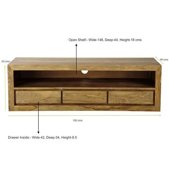 Solid Sheesham Wood Harry Tv Cabinet.