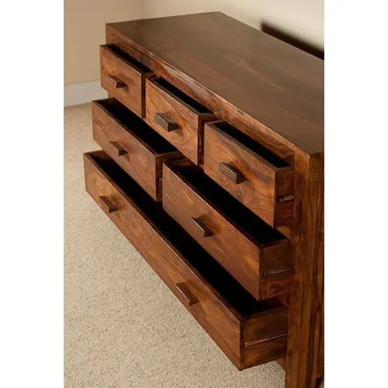 Solid Sheesham Wood Latin 6 Drawer Chest.
