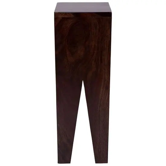 Solid wood designer 'V' shaped small stand-alone-end-table in walnut finish.