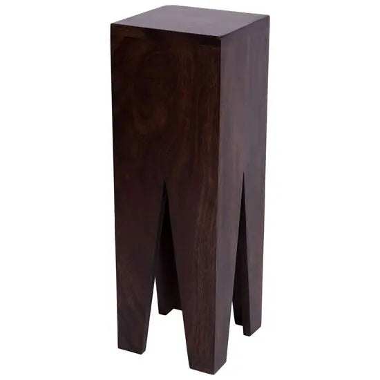 Solid sheesham wood designer 'V' shaped small stand-alone-end-table in walnut finish.