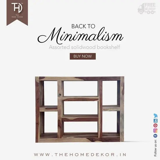 Open Shelf Solidwood Bookshelf cum Room Separator Made in Solid Sheesham Wood. This Bookcase Used for Keeps Books and Decorative Items.