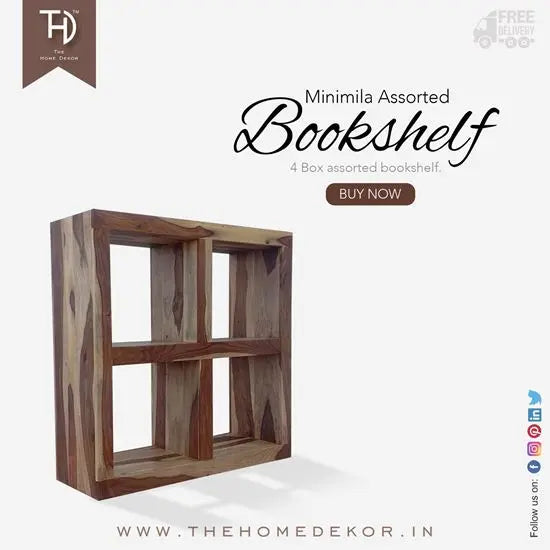 Solid Wood Four Box Bookshelf.