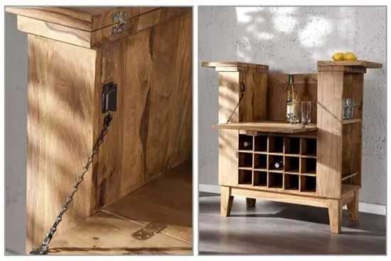 Sheesham Wood One Flap Door and One Drawer Nisha Bar Cabinet.
