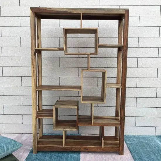 Solid Wood Open Shelf Cyno Bookshelve cum Room Divider.