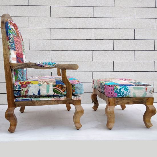 Patchwork Charles Chair with Stool