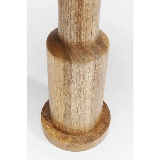 Solid mango wood round shaped Pillar side table with a single columnar support.