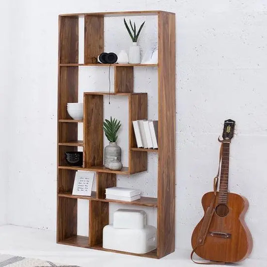 Open Shelf Nona Dusk Display Made in Solid Sheesham Wood. This Display Also Use For Room Separator and Keeps Books and Other Decorative Items.