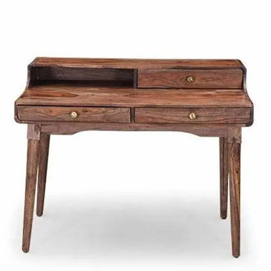 Three Drawer One Shelf Turner Desk With Beautiful wooden carved legs.