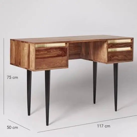 Solid Sheesham Wood Three Drawer Clazz Study Table With Designer Carved Legs.